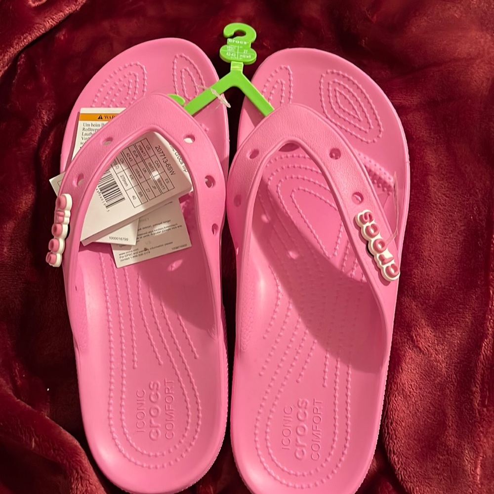 Pink crocs flip-flops